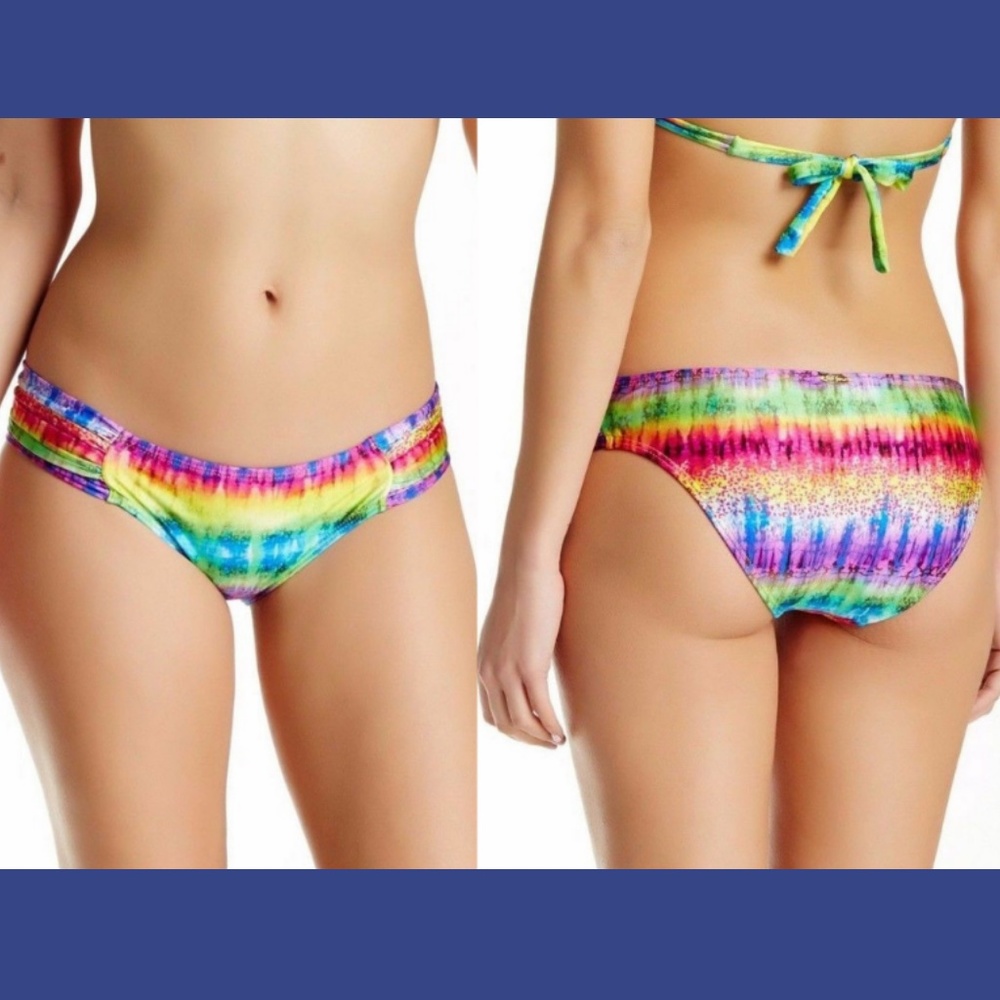 NWT Luli Fama 'Groovy Baby' Scrunch Side Full‎ Bikini Bottom [SZ XS ]